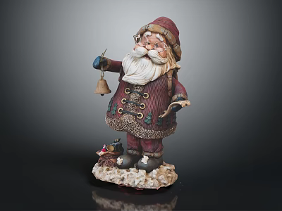 Christmas Santa Claus Figurine Ornament On Wooden Table Furniture Decor 3d model