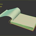 Open Blank Notebook With Red Spine And Curved White Pages 3d model