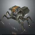 Futuristic Mechanical Spider Creature With Multiple Legs And Orange Accent Storage Box 3d model