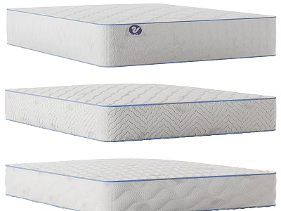 Three Different Mattress Designs With Quilted Patterns And Blue Trim 3d model