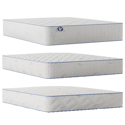 Three Different Mattress Designs With Quilted Patterns And Blue Trim 3d model