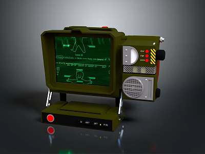 Green Electronic Device With Data Visualization Display And Control Panel On Adjustable Stand 3d model