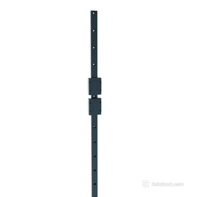 Black Metal Bar With Multiple Holes And Square Connectors For Installation 3d model 