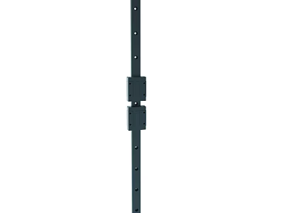 Black Metal Bar With Multiple Holes And Square Connectors For Installation 3d model