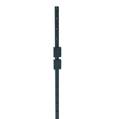 Black Metal Bar With Multiple Holes And Square Connectors For Installation 3d model