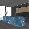 Modern Bar Area Interior With Blue Marble Countertop And Ambient Lighting Design