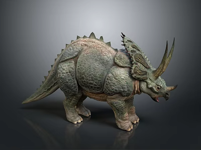 Realistic Triceratops Dinosaur Model With Detailed Scaled Texture Spiked Back And Horned Head 3d model