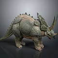 Realistic Triceratops Dinosaur Model With Detailed Scaled Texture Spiked Back And Horned Head