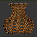 Orange Circular Ring Woven Vase With Hollow Design For Home Decor