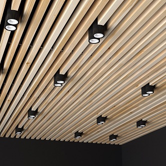 Modern Ceiling Wood Grille Ceiling Downlight Spotlight 3d model