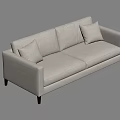 Light Beige Modern Fabric Two Seater Sofa With Soft Cushions And Dark Legs