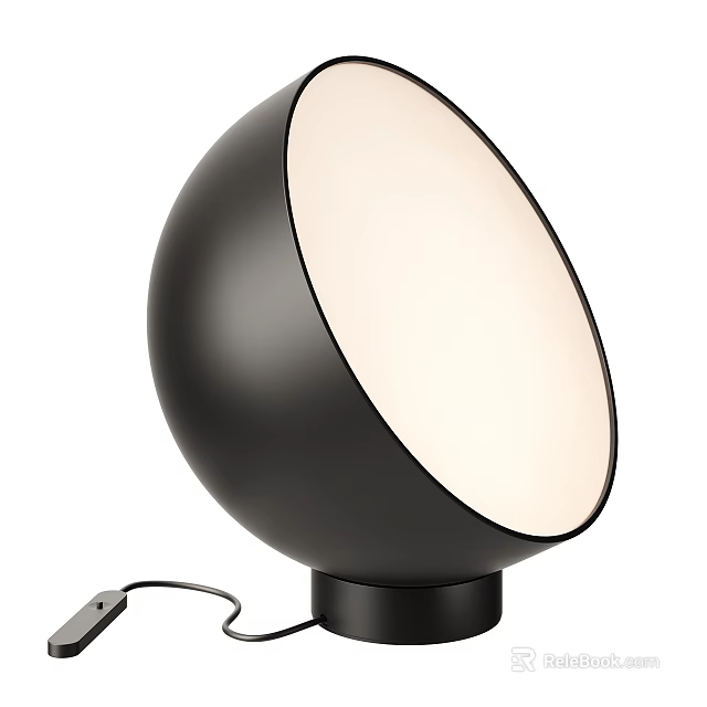 Modern Black Round Table Lamp With White Shade And Sleek Minimalist Design 3d model 