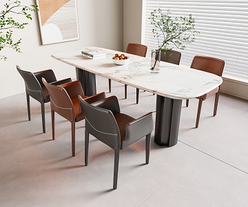 Modern Dining Table and Chair 3d model