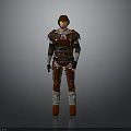 Red And Black Armored Futuristic Warrior Character With Helmet And Mechanical Design