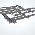 Modern Ceiling Design With Linear Structural Framework And Installation Elements