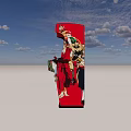 Red Arcade Machine With Colorful Character Graphics And Game Screen For Entertainment