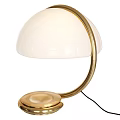 Modern Table Lamp With White Dome Lampshade And Golden Curved Stand Design
