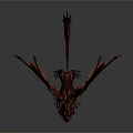 Red Fantasy Dragon 3D Sculpture With Winged Horned Clawed Detailed Texture