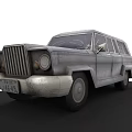 Vintage Silver Station Wagon With Classic Grille And Worn Exterior