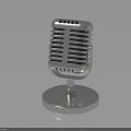 Vintage Metal Microphone With Classic Retro Design And Round Stand Base