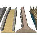 modern bridge stone arch bridge 3d model