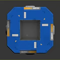 Blue Futuristic Overwatch Storage Device With Geometric Design And Gray Accents