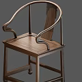 Traditional Chinese Wooden Armchair With Curved Armrests And Solid Wood Frame