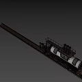 Vintage Steam Locomotive Design With Metal Structure On Railway Tracks