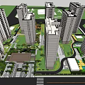 Modern High Rise Residential Community With Green Landscape Roads And Buildings