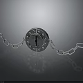 Metal Lock With Circular Dial And Shiny Chain Links On Gray Reflective Background