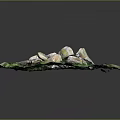 Natural Stone Rocks On Circular Green Grass Surface With Lush Turf 3d model