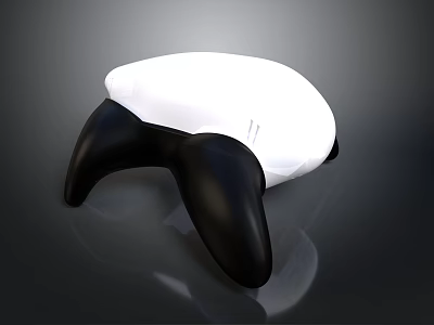 Player Holding Ergonomic Game Controller With White Surface And Black Grips 3d model