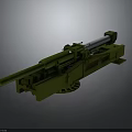 Green Military Artillery Gun Featuring Long Barrel Carriage And Wheels Design