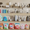 Household Cleaning And Daily Essentials Collection With Various Detergents Soaps And Supplies