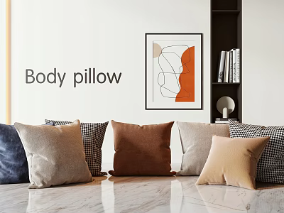 Modern Body Pillow And Decorative Throw Pillows In Various Colors For Home Decor 3d model
