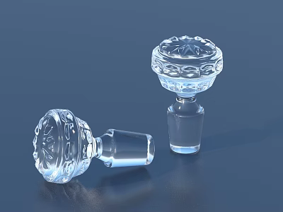 Two Decorative Transparent Glass Stoppers With Intricate Patterns For Home Decor 3d model