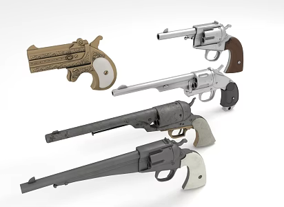 Revolver Vintage Pistol Firearms Long Range Weapon 3d model