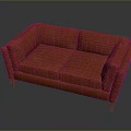 Comfortable Red Two Seater Sofa With Wooden Legs And Modern Design