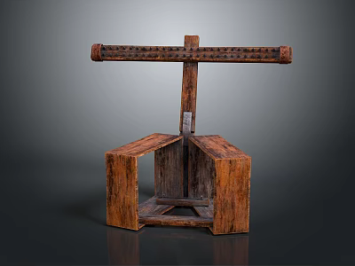 Traditional Wooden Household Item With Rustic Crossbar Structure For Daily Use 3d model