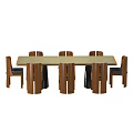 Wooden Dining Table Set with Matching Chairs for Home Dining Space