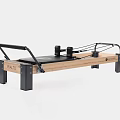Professional Pilates Reformer Sports Equipment with Wooden Frame and Black Components