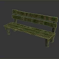 Outdoor Wooden Chair With Green And Brown Stripes And Simple Backrest Design