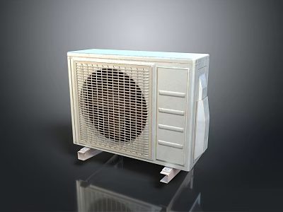 Modern White Air Conditioner Outdoor Unit With Grille Design And Support Legs 3d model