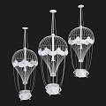 Elegant Modern Hot Air Balloon Shaped Chandeliers With Metallic Frames And Ornate Decor