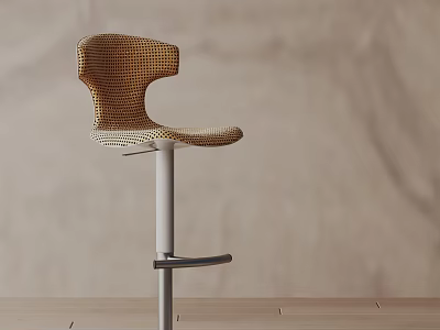 Modern Woven Bar Stool with Metal Frame and Footrest for Kitchen Bar 3d model