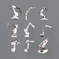Smart Industrial Robotic Arms With Various Poses And White Mechanical Design