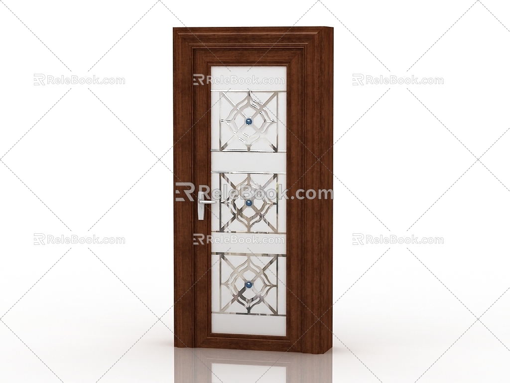 Jianou solid wood door interior door door 3d model