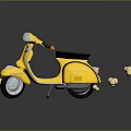 Bright Yellow Scooter With Black Seat Shiny Reflective Body And Modern Style