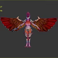 Mythical Humanoid Creature With Red Wings Red Hair And Orange Accents