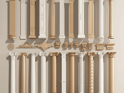 Variety Of Roman Columns With Ornamental Details 3d model